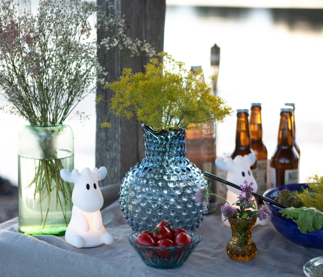 Table decorated for crayfish party.