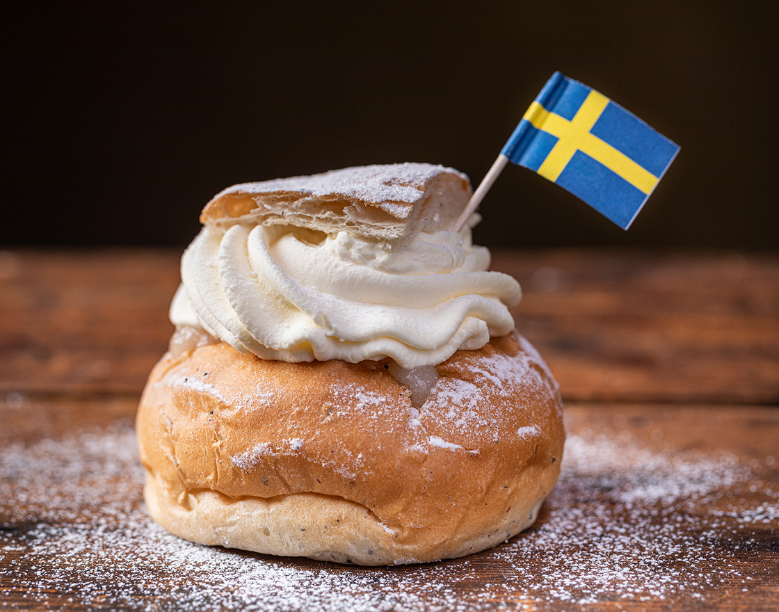 Semla with Swedish flag