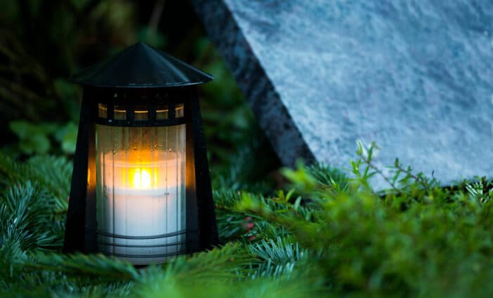 Candle by grave