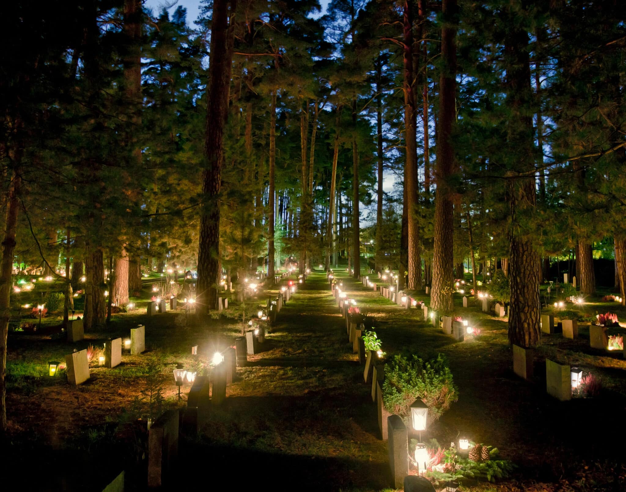 Graveyard with lots of candles