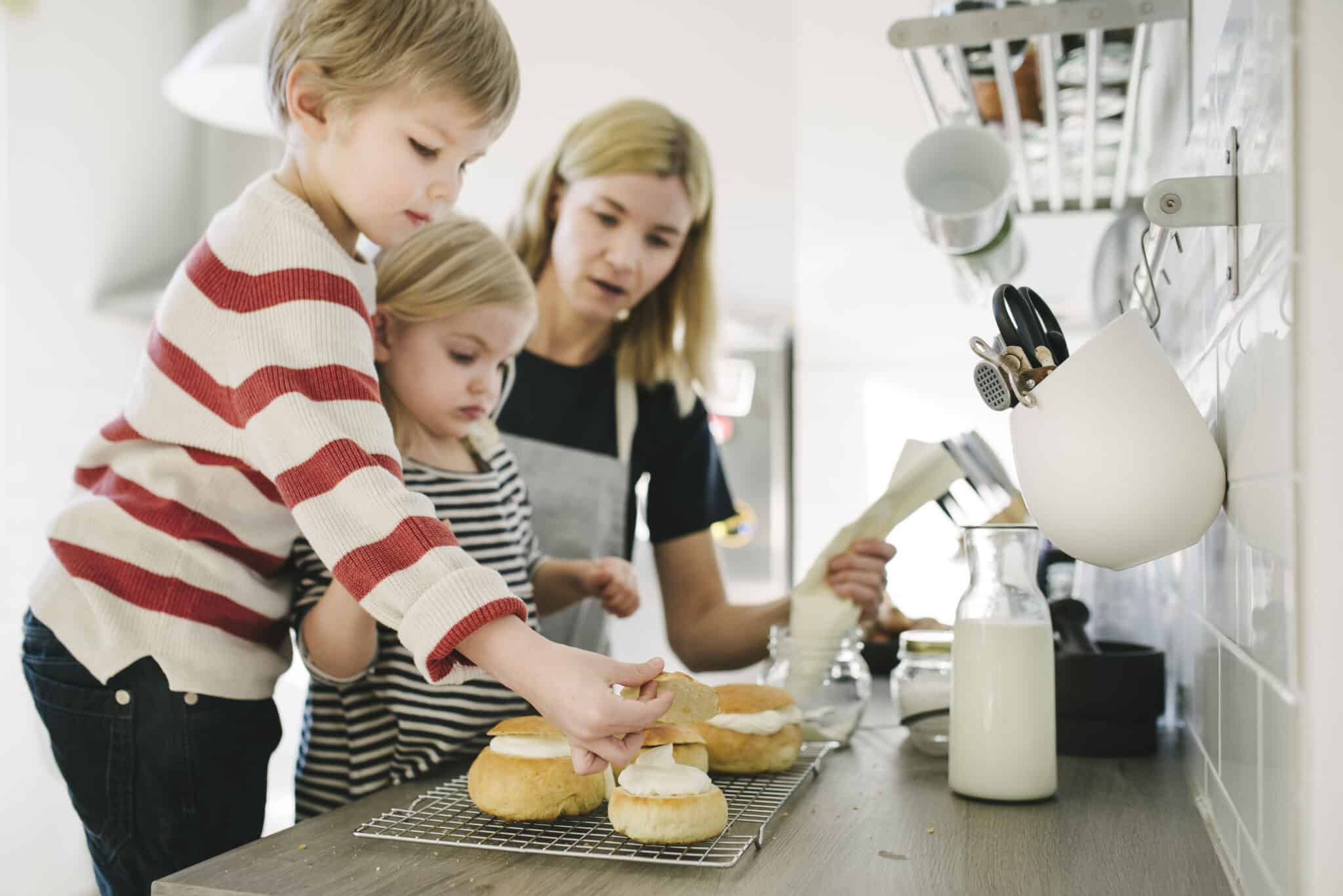 baking semlor with family